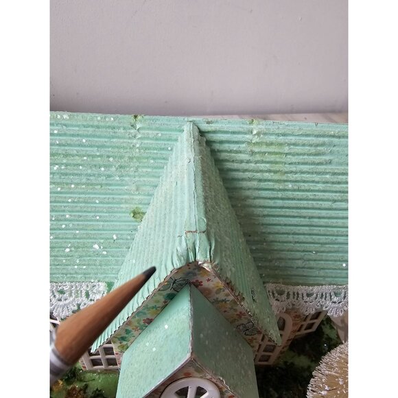 Pier 1 spring mint LED chapel village House Easter light up cardboard rare vinta - Picture 13 of 13